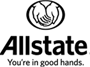 Logo of Allstate: two hands holding out. Motto: You're in good hands.